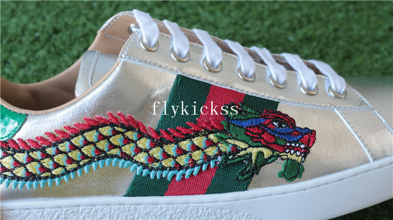 GC Ace Embroidered Sneaker Dragon Silver